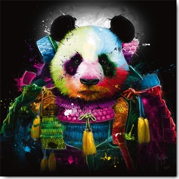 Patrice Murciano, Panda Samourai (Pop Art, Panda, Bär, Tier, Tierportrait, Samurai, Kleidung, frech, witzig, Humor, Leuchtfarben, Neon, Schrill, Modern, Malerei, Jugendzimmer, Wohnzimmer, Jugendzentrum, Wunschgröße, bunt)