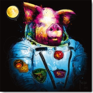 Patrice Murciano, Pig in Space (Pop Art, Schweine im Weltall, Schwein, Raumanzug, Astronaut,  frech, witzig, Humor, Leuchtfarben, Neon, Schrill, Modern, Malerei, Jugendzimmer, Wohnzimmer, Jugendzentrum, Wunschgröße, bunt)