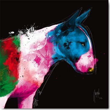 Patrice Murciano, Bull Pop (Pop Art, Bulldogge, Hund, Tier, Tierportrai, Profil, witzig, lustig, Humor, Leuchtfarben, Neon, Schrill, Modern, Malerei, Jugendzimmer, Wohnzimmer, Jugendzentrum, Wunschgröße, bunt)