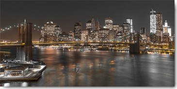 Assaf Frank, New York IV (New York, Metropole, Skyline, Wolkenkratzer, Brooklyn-Bridge, Kulisse, Beleuchtung, Abensszene, Reflexionen, Fotokunst, Wunschgröße, Wohnzimmer, bunt)