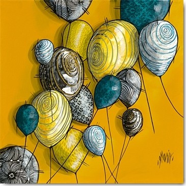 Géraldine Maurier, Sans titre II (Luftballons, Ballons, fröhlich, modern, zeitgenössisch, dekorativ, Treppenhaus, Wohnzimmer, Malerei, Wunschgröße, bunt)