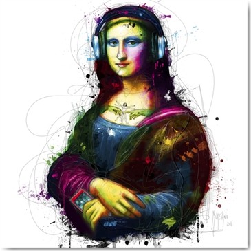 Patrice Murciano, Mona Lisa’s Song (Pop Art, Mona Lisa, Kopfhörer, Punk, Leuchtfarben, Neon, Schrill, Modern, Malerei, Adaption, Jugendzimmer, Wohnzimmer, Jugendzentrum, Wunsachgröße,  bunt)