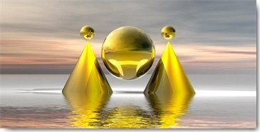 Peter Hillert, The Door Dawn (Photokunst, Glaskugel, goldene Glaskugel, Kegel, Reflexion, Spiegelung, Tor, Tür,  Spirale, Schweben, Himmel, Sonnenuntergang, surreal, Wunschgröße, Modern, gold / bunt)