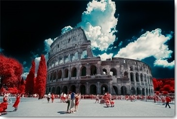 Tonee Gee, Roma, Colesium (Architektur, Kollosseum, römische Architektur, Antike, Wahrzeichen, Wolken, Fotokunst, Wunschgröße, Wohnzimmer, bunt)