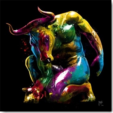 Patrice Murciano, Minotaure (Wunschgröße, Pop Art, Minotaurus, Mythologie, Stier, Mann, Punk, Leuchtfarben, Neon, Schrill, Modern, Malerei, Jugendzimmer, Wohnzimmer, Jugendzentrum, pink)