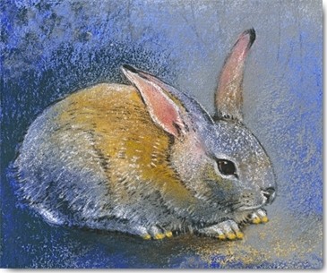 Loes Botman, Hase I (Hase, niedlich,  putzig, Waldtiere, Feldtiere, Tiere, Wohnzimmer, Treppenhaus, Wunschgröße, Malerei, bunt)