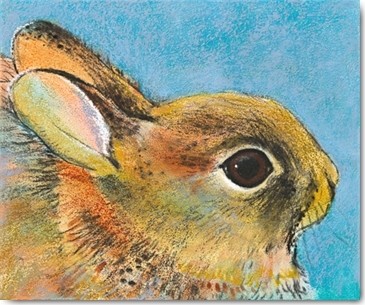 Loes Botman, Hase II (Hase, niedlich,  putzig, Waldtiere, Feldtiere, Tiere, Wohnzimmer, Treppenhaus, Wunschgröße, Malerei, bunt)