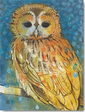 Loes Botman, Eule (Käuzchen, Greifvögel, Eule, Nachtjäger, Raubvogel, niedlich, Vogel, Tiere, Wohnzimmer, Treppenhaus, Wunschgröße, Malerei, bunt)