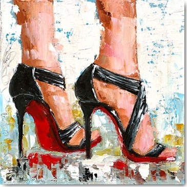 Catherine M., Sous mes pieds (High Heels, Schuhe, Pumps, Damenschuh, Eleganz, Malerei, modern, Treppenhaus, Jugendzimmer, Wunschgröße, bunt)