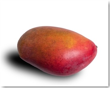 Volker Brosius, Mango (Mango, exotisch, Frucht, Obst, Fotokunst, Wunschgröße, Küche, Esszimmer, Treppenhaus, rot, weiß)