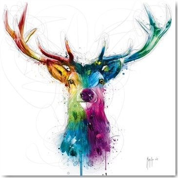 Patrice Murciano, Free and Wild (Pop Art, Hirsch, Geweih, Mehrender, Tier, Tierportrait, Leuchtfarben, Neon, Schrill, Modern, Malerei, Jugendzimmer, Wohnzimmer, Jugendzentrum, Wunschgröße, bunt)
