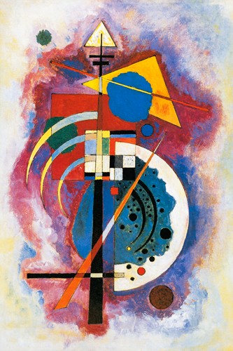 Wassily Kandinsky, Hommage à Grohmann (Wunschgröße, Klassische Moderne, Malerei, abstrakte Kunst, abstrakte Formen, abstrakte Muster, Dreiecke, Linien, Kreise, Balken, Striche, Quadrate, Farbflächen, Wohnzimmer, Büro, Arztpraxis, bunt)