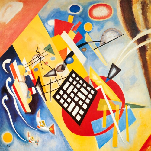 Wassily Kandinsky, Trame Noir (Wunschgröße, Klassische Moderne, Malerei, abstrakte Kunst, geometrische Formen, abstrakte Muster, Linien, Kreise,Boote, Wasser, Gitter,Wellenlinien, Striche, Wohnzimmer, Büro, Arztpraxis, bunt)