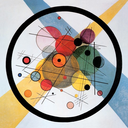 Wassily Kandinsky, Kreise im Kreis (Wunschgröße, Klassische Moderne, Malerei, abstrakte Kunst, geometrische Formen, abstrakte Muster, Linien, Kreise, Punkte, Striche, Wohnzimmer, Büro, Arztpraxis, bunt)
