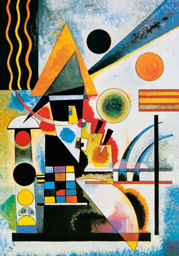 Wassily Kandinsky, Balancement, 1925 (Wunschgröße, Klassische Moderne, Malerei, abstrakte Kunst, geometrische Formen, abstrakte Architektur, Linien, Kreise, Dreiecke, Balken, Bögen, Streifen, Wellenlinien, Wohnzimmer, Büro, Arztpraxis, bunt)