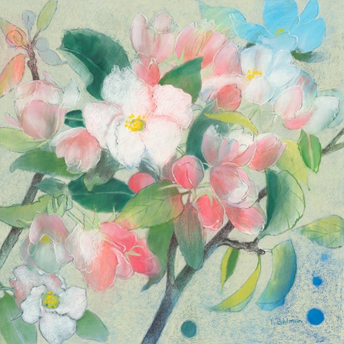 Loes Botman, Apple Blossom 1 (Wunschgröße, Malerei, Natur, Apfelbaum, Apfelblüten, Zweig, Blüten, Botanik, Pflanze,  Schlafzimmer, Treppenhaus, bunt)