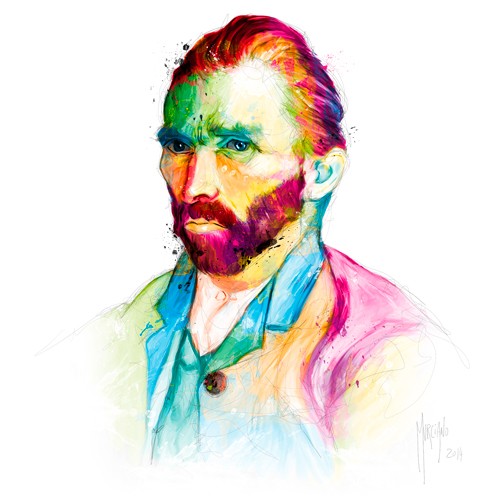 Patrice Murciano, van Gogh (Wunschgröße, Pop Art, Persönlichkeit,  Vincent van Gogh, Künstler, Portrait, Adaption, Leuchtfarben, Neon, Schrill, Modern, Malerei, Jugendzimmer, Wohnzimmer, Jugendzentrum, bunt)