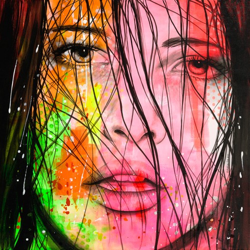 Lise LEMAHIEU, Louise (Portrait, junge Frau, Mädchen, Fotokunst, PopArt, Jugendzimmer, Wohnzimmer, Treppenhaus, Wunschgröße,  neon, bunt)