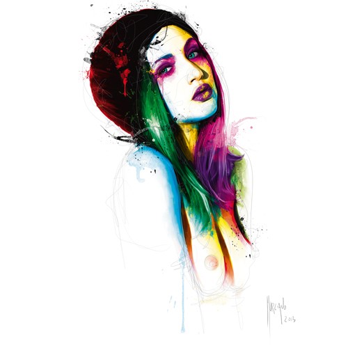 Patrice Murciano, Laura Baugnie (Pop Art, Gesicht, junge Frau, sinnlich, Leuchtfarben, Neon, Schrill, Modern, Malerei, people und Eros, Jugendzimmer, Wohnzimmer, Schlafzimmer,  bunt)