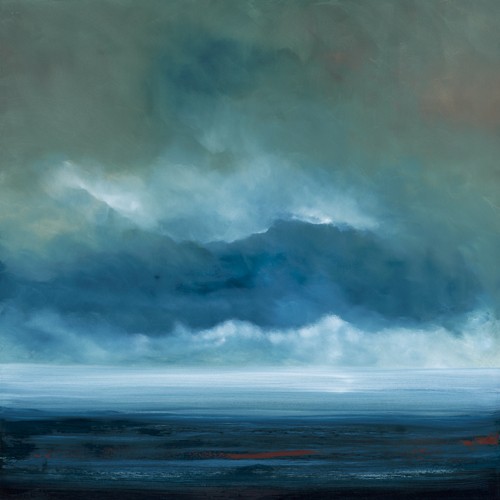 Jacques Lamotte, Ciel I (Landschaft, Berge, Gebirge, Schneegipfel,Wohnzimmer, Treppenhaus, Wunschgröße, Malerei, bunt)