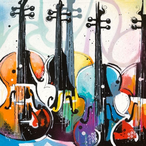 Patrick Cornée, Variation for Violin I (Musik, Instrumente, Violinen, pop art, Jugendzimmer, Wohnzimmer, Musikzimmer, Treppenhaus, Wunschgröße, modern, bunt)
