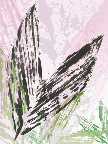 SARA Design, Leaf Study rose I (Pflanze, Blatt, Abdruck, dekorativ, floral, Schlafzimmer, Treppenhaus, Wohnzimmer, pastell, Druck, Grafik)