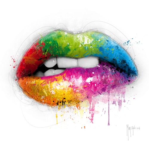 Patrice Murciano, Lipstick (Pop Art, Erotik, Sinnlichkeit, Mund, Lippen, Zähne, Punk, Leuchtfarben, Neon, Schrill, Modern, Malerei, Jugendzimmer, Wohnzimmer, Jugendzentrum, Wunschgröße, pink)