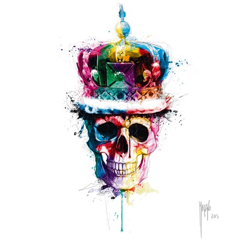 Patrice Murciano, God save the Queen (Wunschgröße, Pop Art, Skull, Totenkopf, Schädel, Punk, Krone, Königin, Leuchtfarben, Neon, Schrill, Modern, Malerei, Jugendzimmer, Wohnzimmer, Jugendzentrum, bunt)