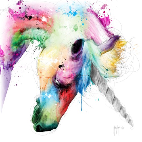 Patrice Murciano, Licorne (Pop Art, Einhorn, Fabelwesen, Tierportrait, Tier, Märchen, Leuchtfarben, Neon, Schrill, Modern, Malerei, Wunschgröße, Jugendzimmer, Wohnzimmer, bunt)