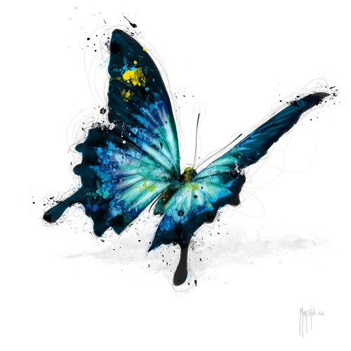 Patrice Murciano, POPillon Blue (Schmetterling, Pop Art, Leuchtfarben, Neon, Schrill, Modern, Malerei, Jugendzimmer, Wohnzimmer, Jugendzentrum, Wunschgröße, bunt)
