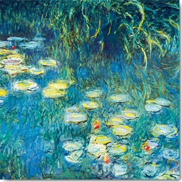 Claude Monet, Seerosen (Wunschgröße, Wunschgröße, Impressionismus, Malerei, Seerosen, Wasserpflanzen, Teich, Natur, Spiegelungen,  Schlafzimmer, Wohnzimmer, Wintergarten, Treppenhaus, blau, Klassiker)