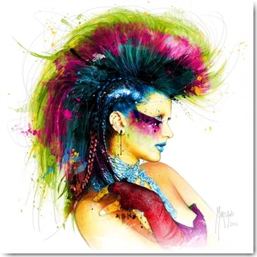 Patrice Murciano, Anarchy (Punk, Cyber punk, Irokese, Portrait, Mädchen, Profil, Pop Art, Leuchtfarben, Neon, Schrill, Modern, Malerei, Jugendzimmer, Wohnzimmer, Jugendzentrum, Wunschgröße, bunt)