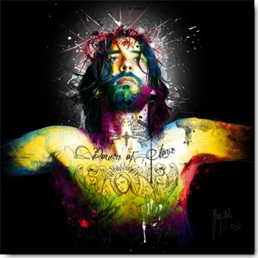 Patrice Murciano, Requiem for Love (Pop Art, Persönlichkeit, Jesus, Kreuzigung, Dornenkrone, Schädel, Punk,  Leuchtfarben, Neon, Schrill, Modern, Malerei, Jugendzimmer, Wohnzimmer, Wunschgröße, bunt)