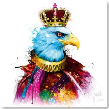 Patrice Murciano, Aigle Royal (Pop Art, Adler, Vogel, Tierportrait, Profil, königlich, royal, Krone,  witzig, lustig, Humor, Leuchtfarben, Neon, Schrill, Modern, Malerei, Jugendzimmer, Wohnzimmer, Jugendzentrum, Wunschgröße, bunt)