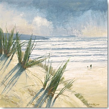 Caroline Atkinson, After the Storm (Meer, Meeresbrise, Strand, Dünen, Dünengras, Wellen, Treppenhaus, Wohnzimmer, Malerei, Wunschgröße, bunt)