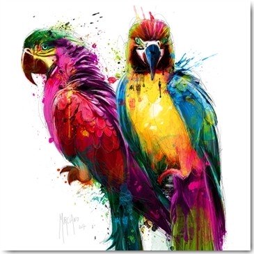 Patrice Murciano, Tropical Colors I (Pop Art, Papagei, Ara, Tier, Tierportrait, Leuchtfarben, Neon, Schrill, Modern, Malerei, Jugendzimmer, Wohnzimmer, Jugendzentrum, Wunschgröße, bunt)