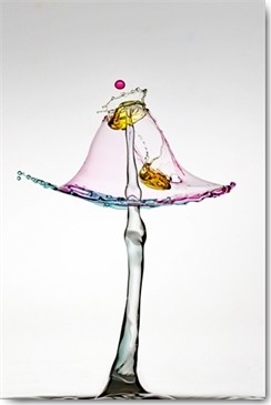 Manuel Sanchez, Incrustation (Tropfen, Abstrakt, Modern, Wassertropfen, Makro, Momentaufnahme, Fotokunst, Splash, Spritzer, Wunschgröße, Wohnzimmer, Badezimmer, Treppenhaus, bunt)