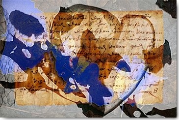 Matthias Baumann, Verbrieft (Brief, Herz, Farbflecken, Handschrift, Fotokunst, Treppenhaus, Wohnzimmer, Wunschgröße, bunt)