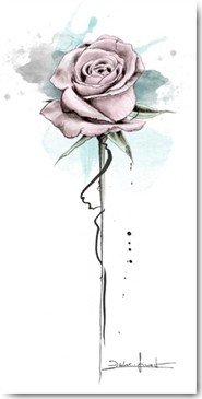 Isabelle Zacher-Finet, Urban Romance II (Rose, Blüte, Blume, edel, Modern, dekorativ, zeitgenössisch, Wohnzimmer Treppenhaus, Schlafzimmer, Wunschgröße, rosé/beige)