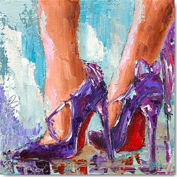 Catherine M., Suis mois I (High Heels, Schuhe, Pumps, Damenschuh, Eleganz, Malerei, modern, Treppenhaus, Jugendzimmer, Wunschgröße, bunt)