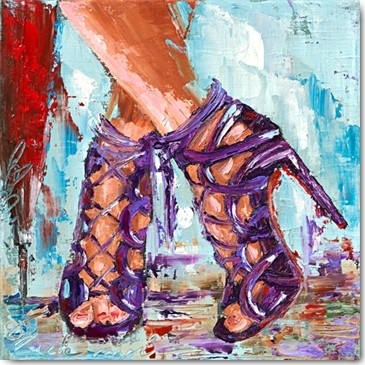 Catherine M., Attache moi (High Heels, Sandalen, Schuhe, Pumps, Damenschuh, Eleganz, Malerei, modern, Treppenhaus, Jugendzimmer, Wunschgröße, bunt)