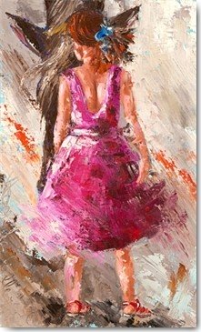 Catherine M., Ma belle étoile I (Mädchen, Kind, Pferd, Sommer, Sommerkleid, Malerei, modern, Treppenhaus, Wohnzimmer, Wunschgröße, bunt)