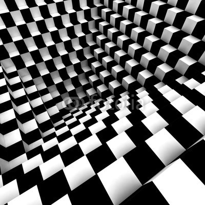 imagewell10, abstract optical art (abstrakt, kunst, hintergrund, schachbrettmuster, kariert, illusion, schwarzweiß, würfel, geometrie, blickwinkel, entwerfen, verzerren, verkrümmen, grafik, schlafmittel, abbildung, mustern, perception, halluzinogen, focu)