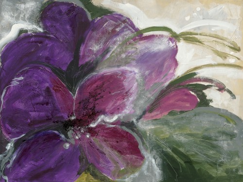 Ingeborg Dreyer, Clematis (Wunschgröße, Modern, zeitgenössische Malerei, abstrahiert, Pflanzen, Blumen,  Blüten,  Treppenhaus, Wohnzimmer, Esszimmer)