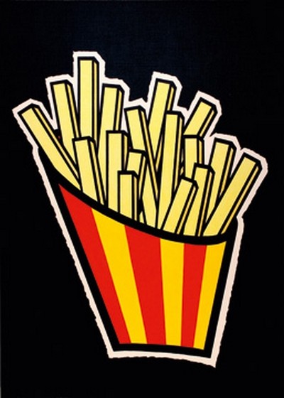 Ingo Schulz, Black Fries (Pommes, Frites, Grafik, Pop/Op Art, Wunschgröße, Kino, Küche, Esszimmer, Gastronomie, Jugendzimmer,  bunt)