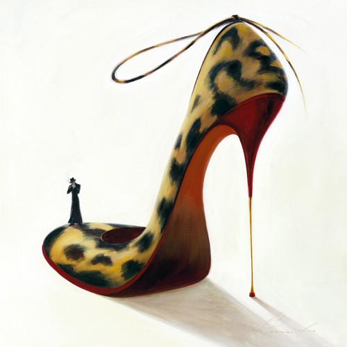 Inna Panasenko, Highheels - Wild Passion (Wunschgröße, Malerei, Schuhe, Stiletto, hoher Absatz, Leopardenmuster, Kult, Pop,  High Heels, Passion, wild, Raucher,  Schlafzimmer, Wohnzimmer, Treppenhaus, bunt)