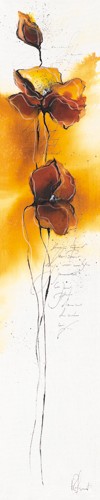 Isabelle Zacher-Finet, Fleurs dautomne III (Herbstblumen, Blüten, Blumen, Kaligrafie, Modern, dekorativ, zeitgenössisch, Wohnzimmer Treppenhaus, Wunschgröße,  gelb/braun)