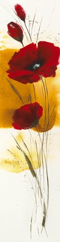 Isabelle Zacher-Finet, Libert fleurie III (Mohnblumen, Blüten, Blumen,  Modern, dekorativ, Kalligrafie, zeitgenössisch, Wohnzimmer Treppenhaus, Wunschgröße, bunt)