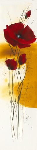 Isabelle Zacher-Finet, Libert fleurie V (Mohnblumen, Blüten, Blumen, Modern, dekorativ, zeitgenössisch, Wohnzimmer Treppenhaus, Wunschgröße, rot)