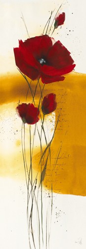 Isabelle Zacher-Finet, Libert V (Mohnblume, Blüten, Blumen, Kaligrafie, Modern, dekorativ, zeitgenössisch, Wohnzimmer Treppenhaus, bunt)